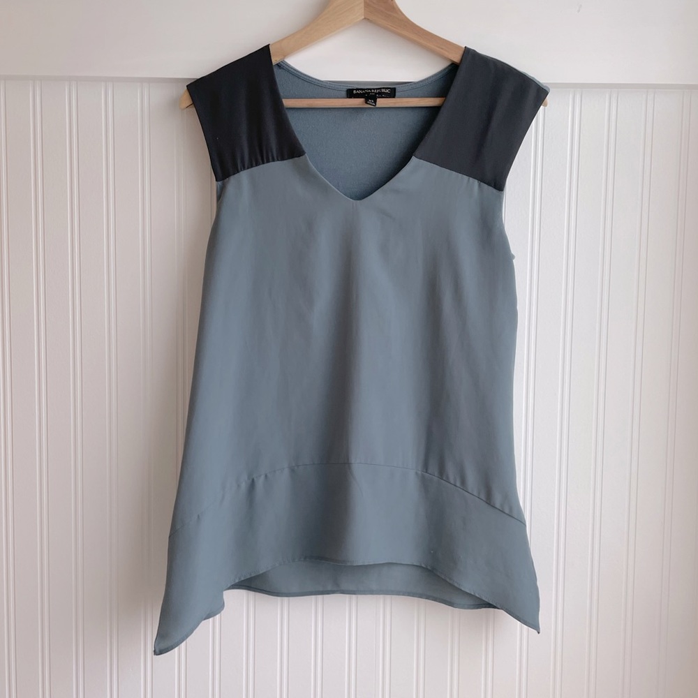 Banana Republic asymmetrical tank blue teal XS